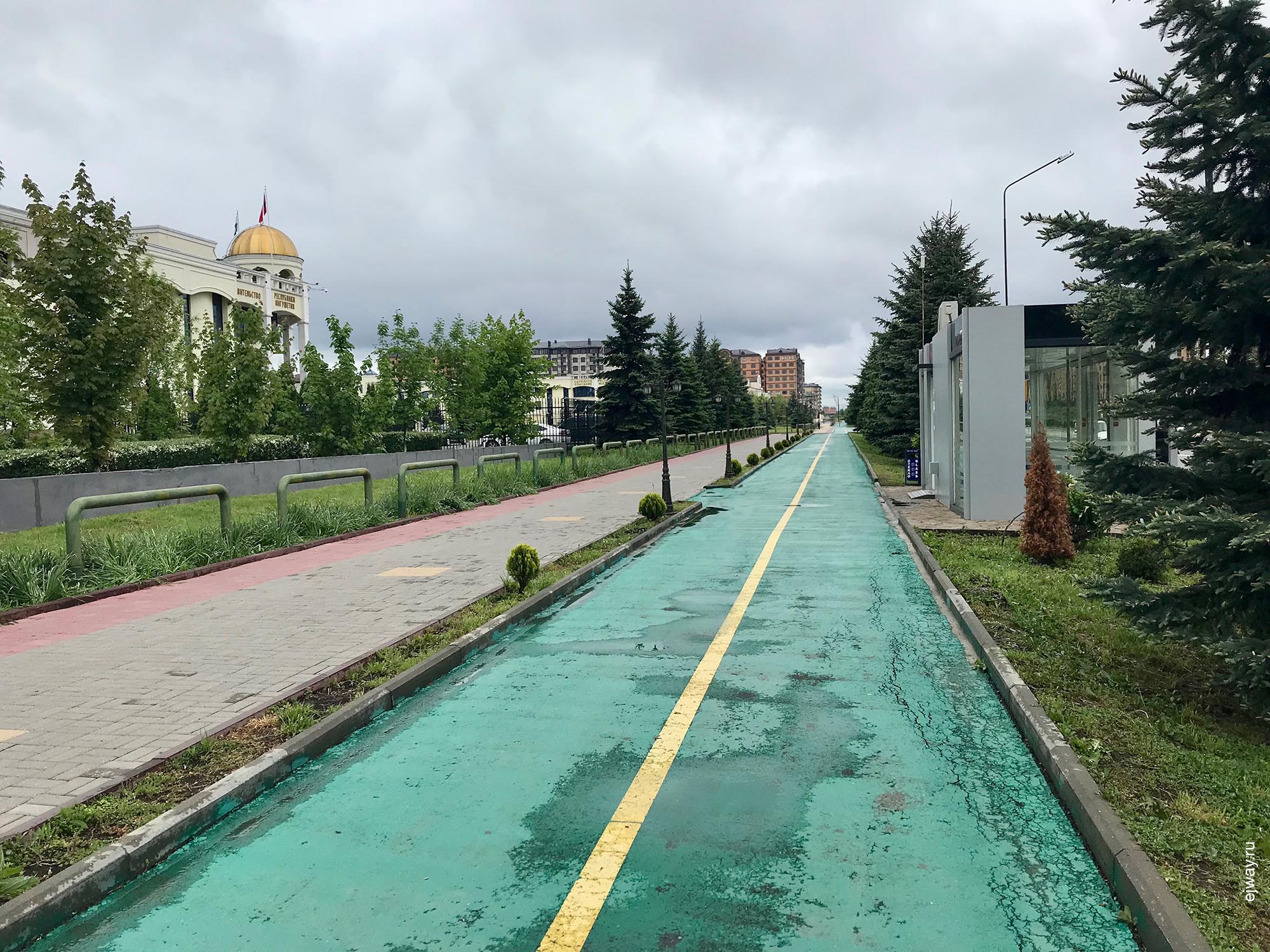 Россия, Магас, Улицы, ejway.ru, велосипедная дорожка, цвет, зеленый